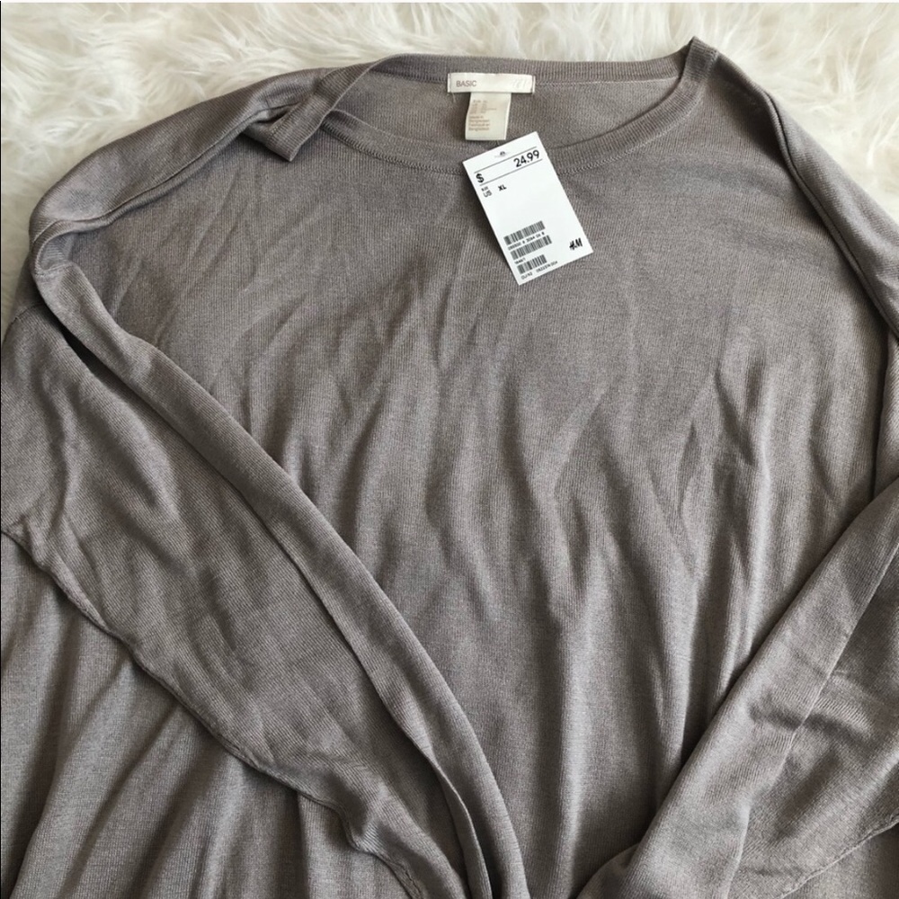 NWT XL H&M thin long sleeve sweater gray flowy comfortable tops top work blouse